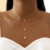 3 Pcs Gold Color Simple Multilayered Pendant Necklaces for Girls Women Fashion Star Heart Shaped Necklace Jewelry Birthday Gifts