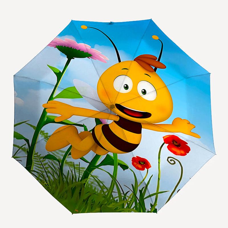 Bee Happy:Automatic Folding Umbrella with Poppy Design Perfect for Fans,Travelers,and Everyday Use!0104047a