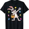 Dabbing Easter Bunny With Sunglasses Holding Basket Graphic T-Shirt Casual Round Neck Tee for Boys Girls