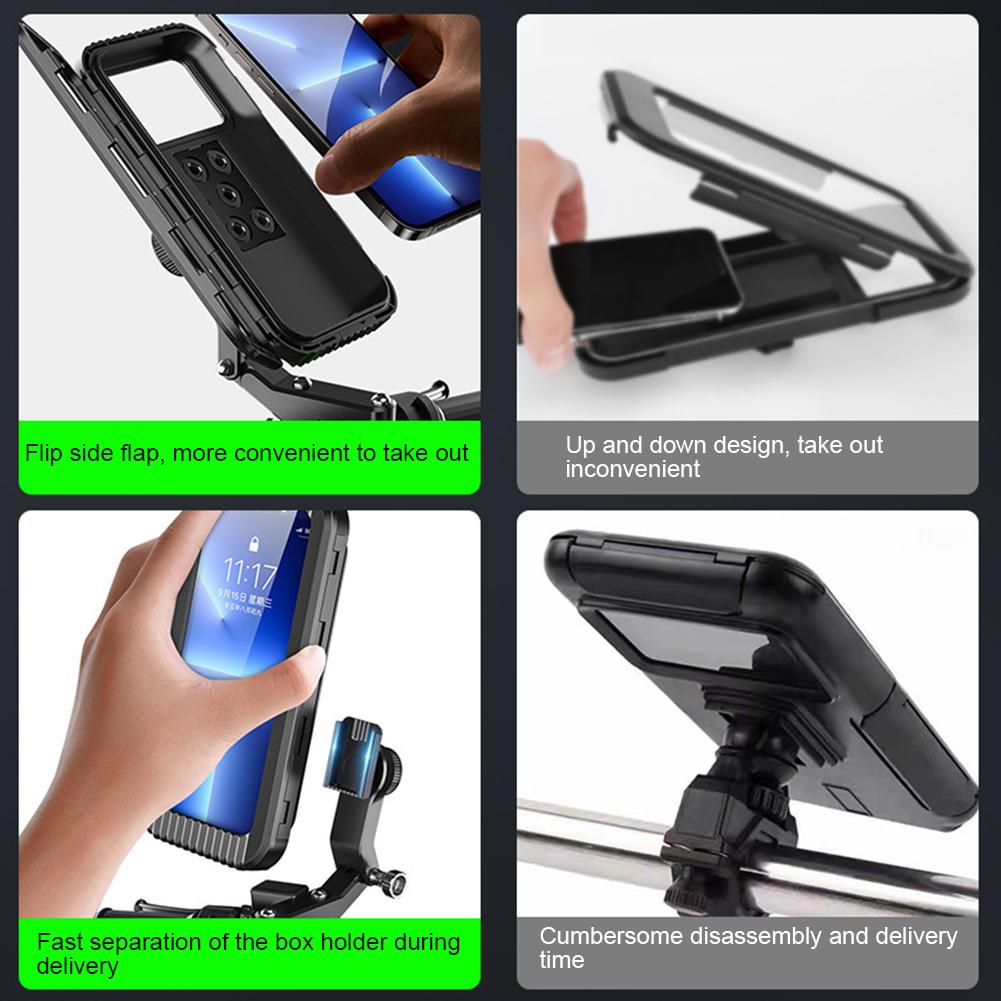Waterproof Phone Holder Case 360 Degree Rotation Motorbike Phone Stand Strong Suction Bicycle Phone Bracket for 4-7 Inch Phone