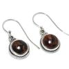 Натуральный Махагоновый Обсидиан Драгоценный Камень 925 Проба Стерлинговое Серебро Серьга 1.25" q9C21