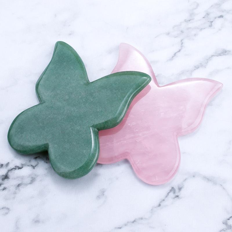 Natural Butterfly shaped Crystal Gua Sha Board Quartz Jade Scraping Board Face Lift Acupuncture Skin Care Tools