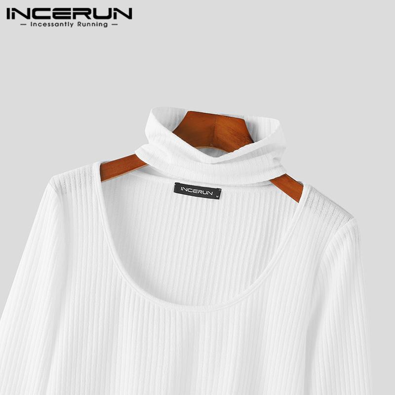 INCERUN Мужские трикотажные топы с нагрудником и длинными рукавами, повседневные пуловеры