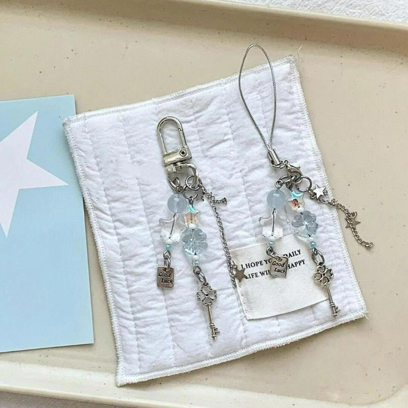 Sweet Christmas Tree Drift Bottle Four-Leaf Clover Pendant Phone Strap Keychain Exquisite Backpack Decoration Accessories Gifts