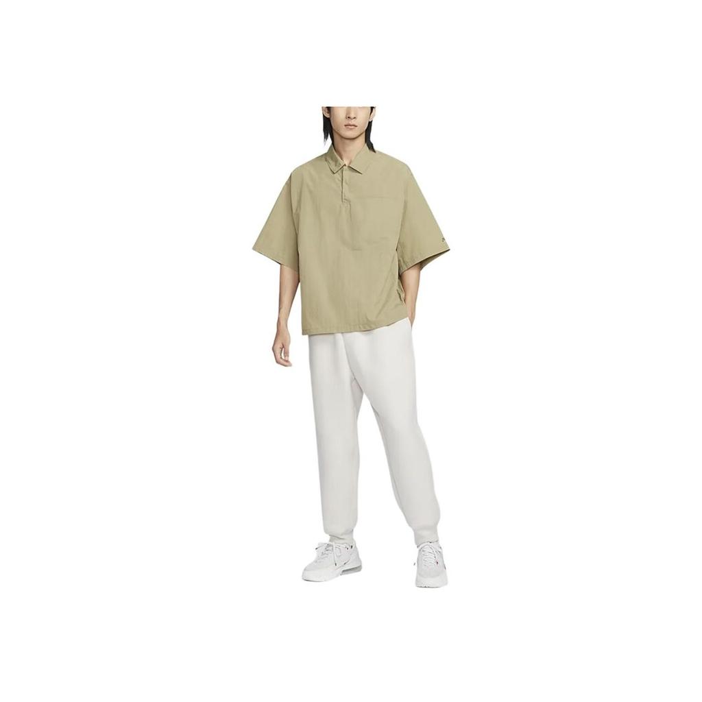 Nike Tech Sun Protection Water-Resistant Woven UV-Resistant Solid Short Sleeve Polo Shirt Men Polo Shirts Olive-Green FZ0705-276