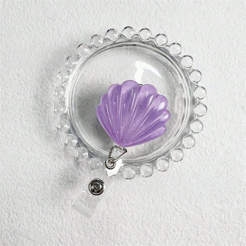 Блестящий бейдж-ролик с ракушкой, выдвижной держатель для бейджа ID-карты, бейдж для имени, рабочий зажим-крокодил для учителей, офисных сотрудников, медсестер