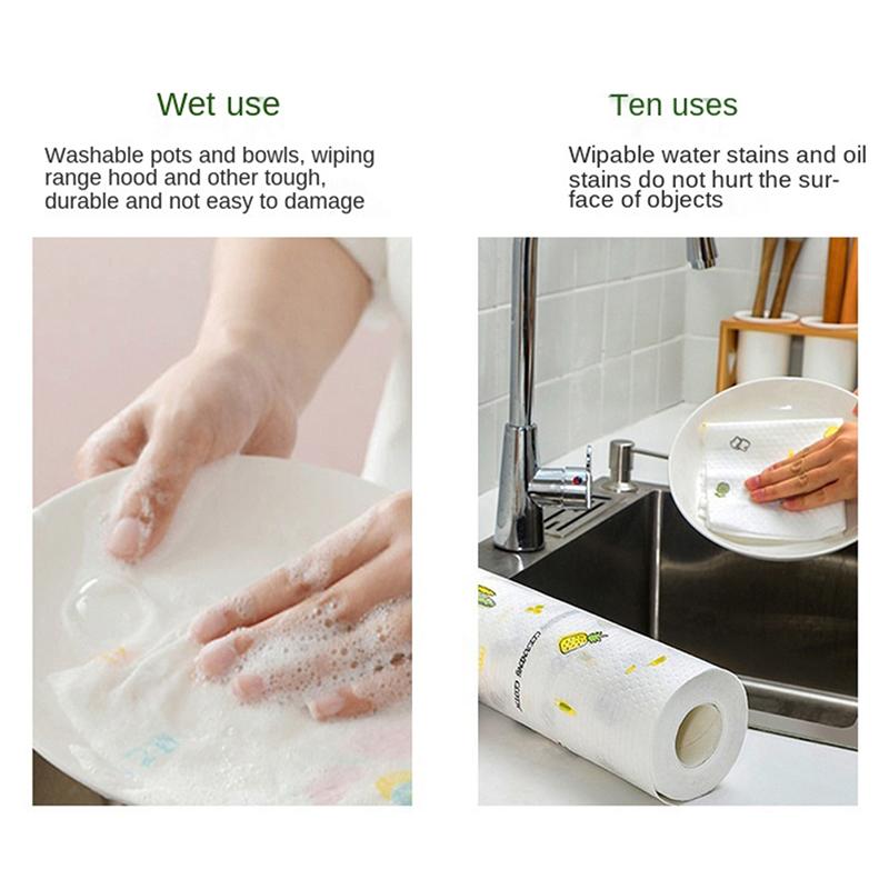 1 рулон многоразового ленивого тряпичного полотенца, кухонная тряпка, органическое полотенце для посуды, случайный узор