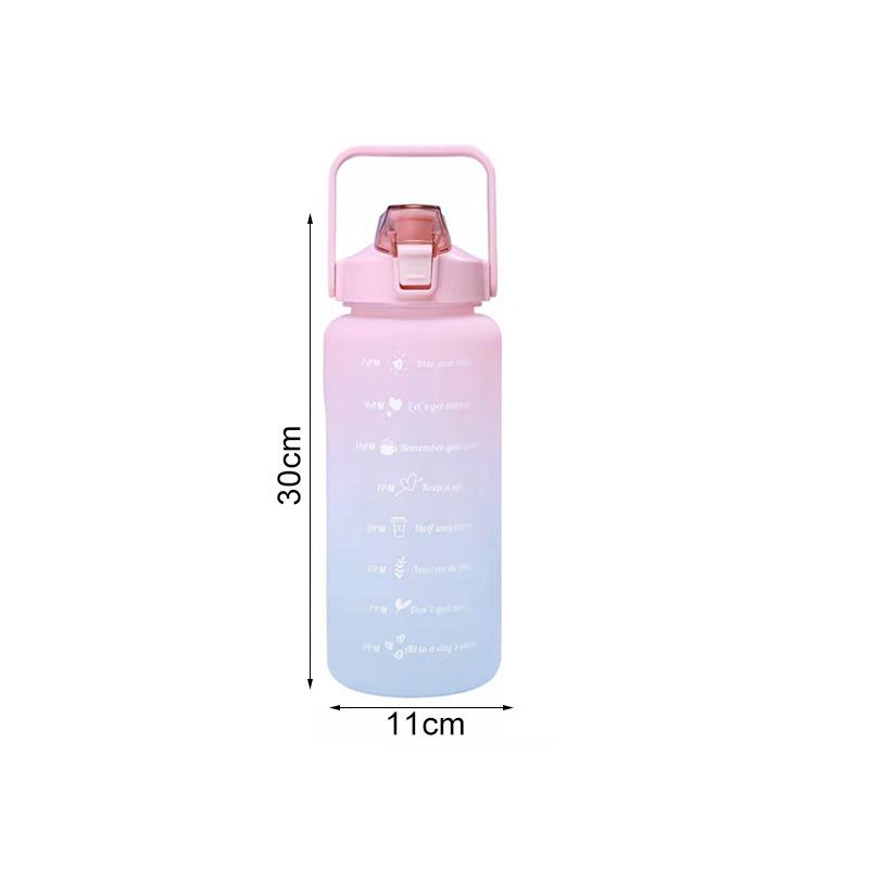 Бутылка для воды большой емкости на 2000 мл с отметкой времени и соломенной отскакивающей крышкой. Герметичная матовая чашка для занятий спортом на открытом воздухе и фитнеса. Кувшин для воды.