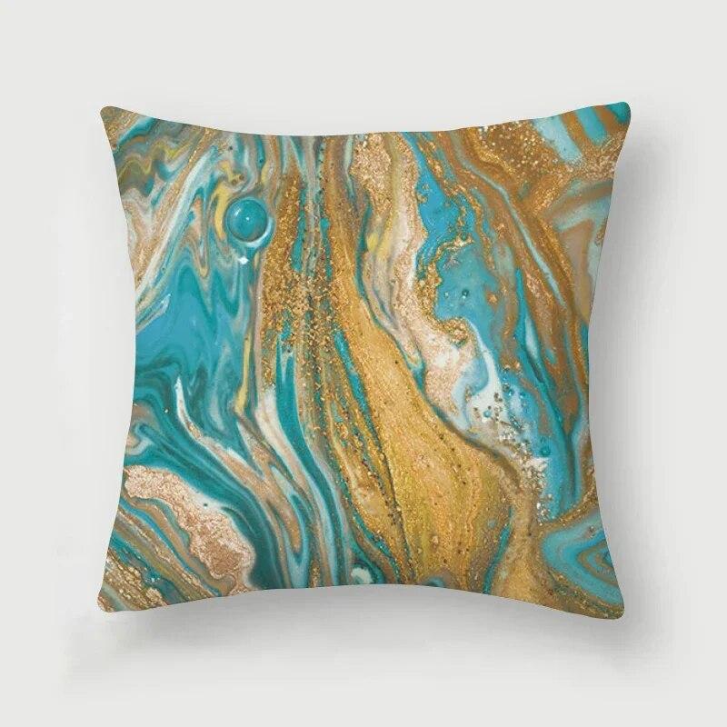 Nordic Blue Marble Polyester Pillowcase Sea Rock Texture Bedside Sofa Chair Throw Pillow Cushion Cover Home Decor