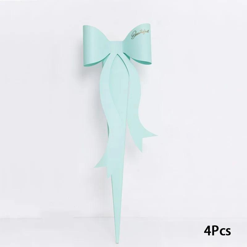 4Pcs Portable Packaging Box Flower Box Gift Supplies Triangular Shaped With Bowknot Party Decor
