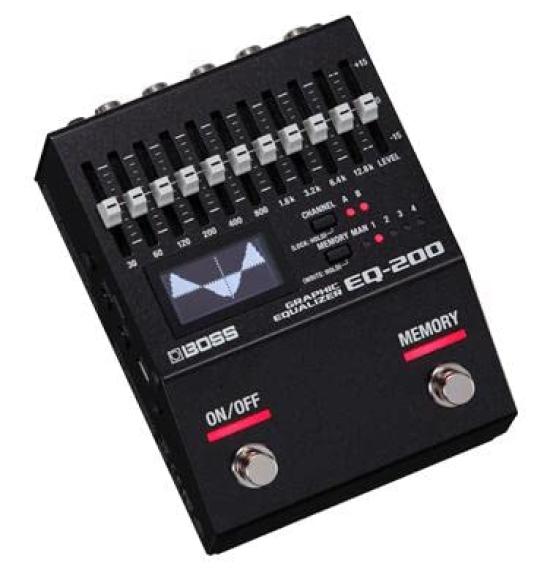 BOSS Graphic Equalizer with Two 127 User Memory MIDI Battery and a Equalizer for Live and Light Music EQ-200 10-Band EQs, Settings, Connectors, AC/AA