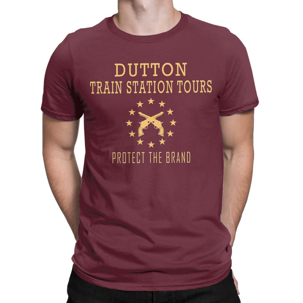 Men's Dutton Train Station Tours Yellowstone T Shirt  Cotton Clothes Short Sleeve Round Collar Tee Shirt Birthday Gift T-Shirts