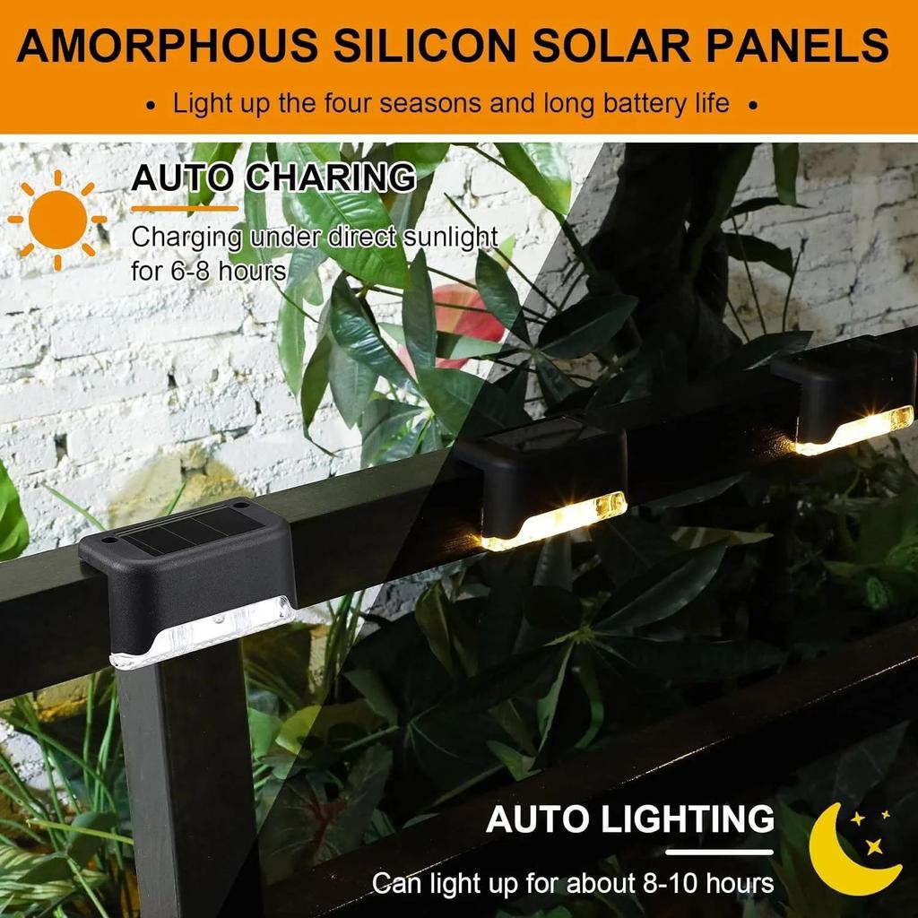 4-32 Pack Solar Step Lights LED Outdoor Stair Lights Waterproof Solar Powered Garden Path Lights for Patio Steps Deck Balcony