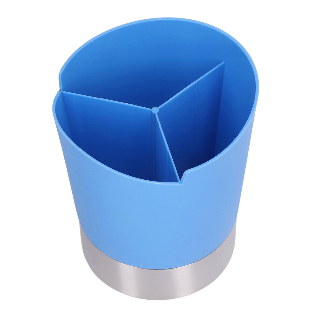 Straw Dispenser Blue Sturdy Durable 3 Compartments Stable Wide Application Straw Holder for Home
