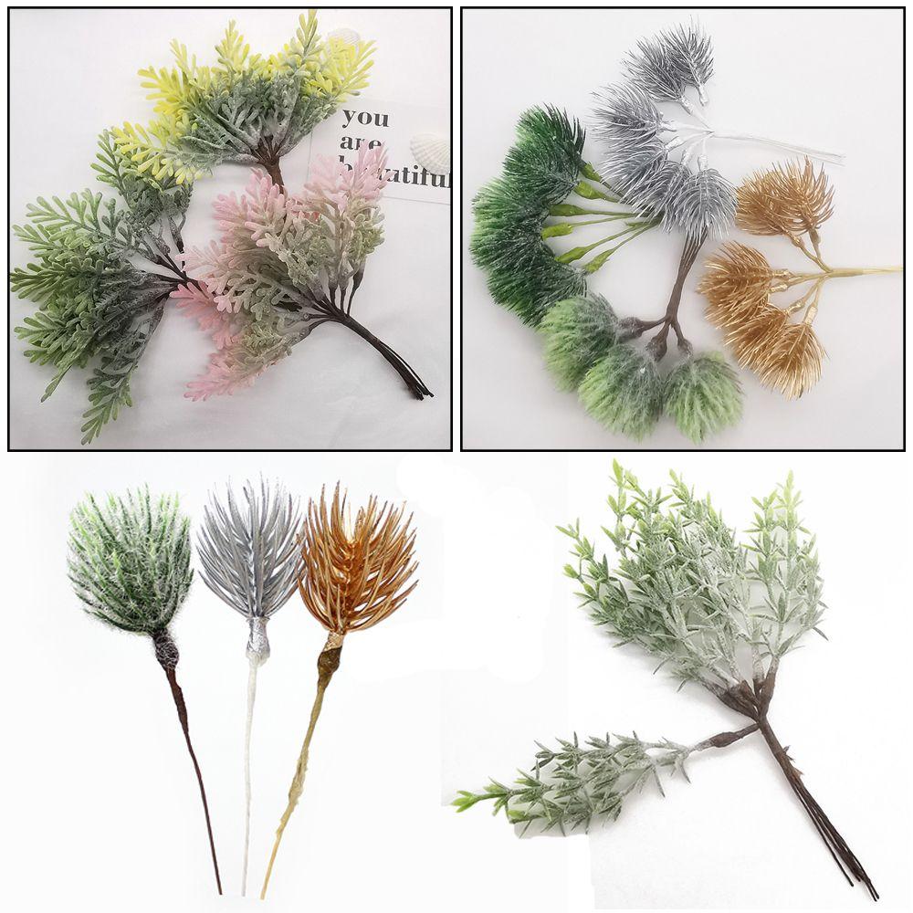 6PCS/Bundle DIY Home Decor Xmas Ornament Simulation Plants Faux Grass Pine Artificial Flowers