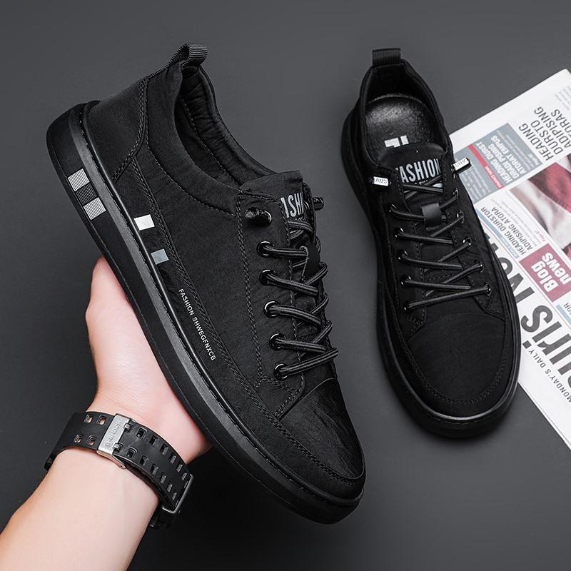 Модные и удобные летние дышащие туфли из ткани Ice Silk, однотонные повседневные низкие кроссовки со шнуровкой, мужская обувь Tide