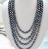 100-дюймовое круглое ожерелье из культивированного пресноводного жемчуга 100 дюймов, 9–10 мм, ЧЕРНЫЙ ПАВЛИН