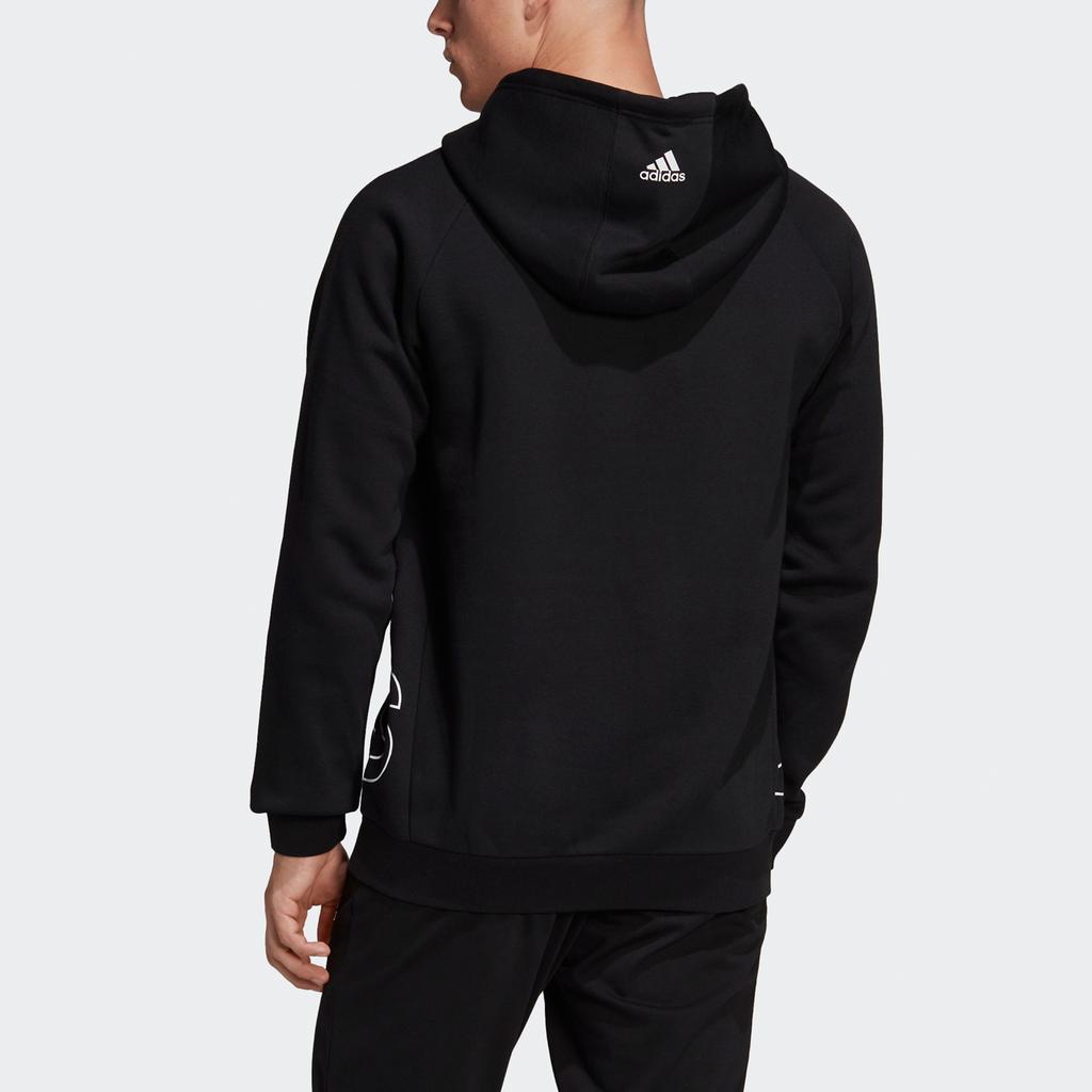 adidas Пуловер с капюшоном и принтом логотипа, мужская спортивная одежда, черный HB5089