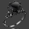 Gothic Style Ring Inlaid Heart Shape Zircon Horror Skull Design Ring