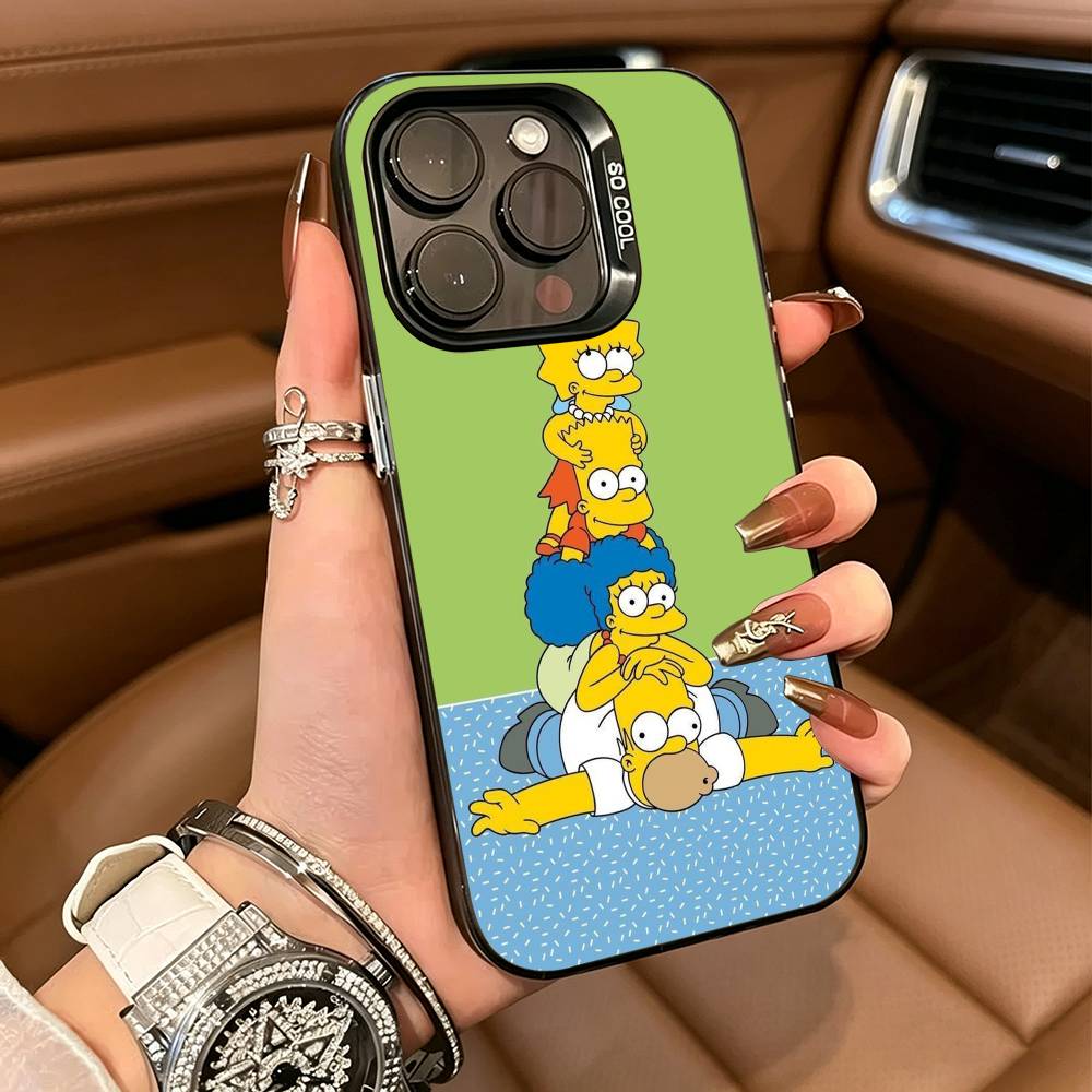 S-Симпсоны C-Мультфильм Чехол для телефона Для IPhone17 16 11 12 13 14 15 16 Pro Max Plus Чехол Цветной Серебристый Funda Бампер