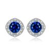 Stud Earrings Women'S Fashion Creative Round Zircon Earrings Simple Micro-Set Sapphire Stud Earrings