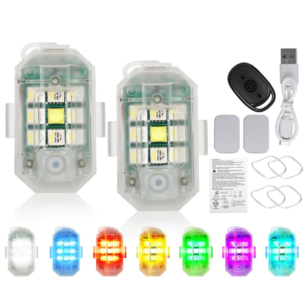 Беспроводной светодиодный стробоскопический свет 7 цветов Высокая яркость Многорежимные предупреждающие сигнальные огни Водонепроницаемый для дрона мотоцикла велосипеда