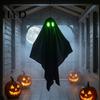 Halloween Festive Ornaments Hanging Ghost Outdoor Decoration, Spooky Black Fabric with Green Durable Ghosts Eyes for Outside Tree, Porch, Yard, Lawn,