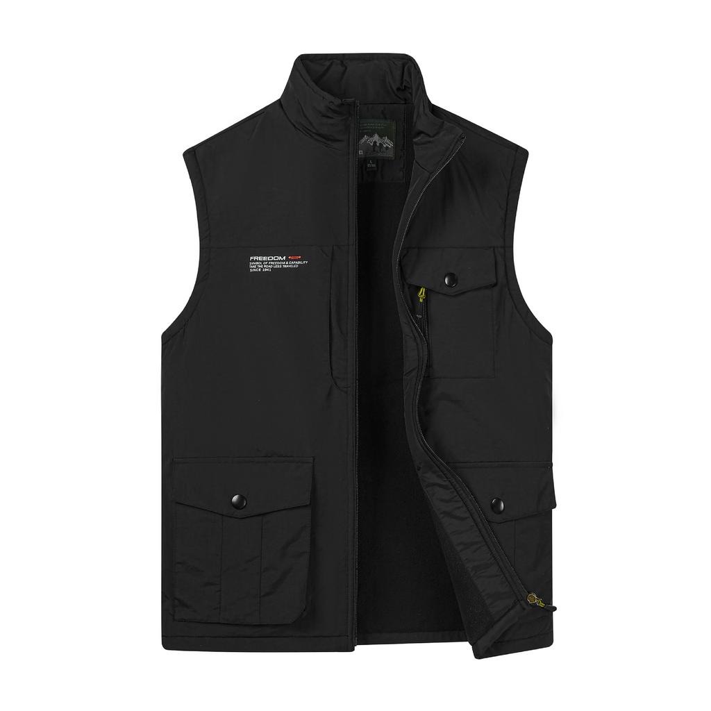 Men's Autumn and Winter Warm Vest Multi-pocket Fishing Outdoor Waterproof and Windproof Vest Multi-functional Silhouette Vest
