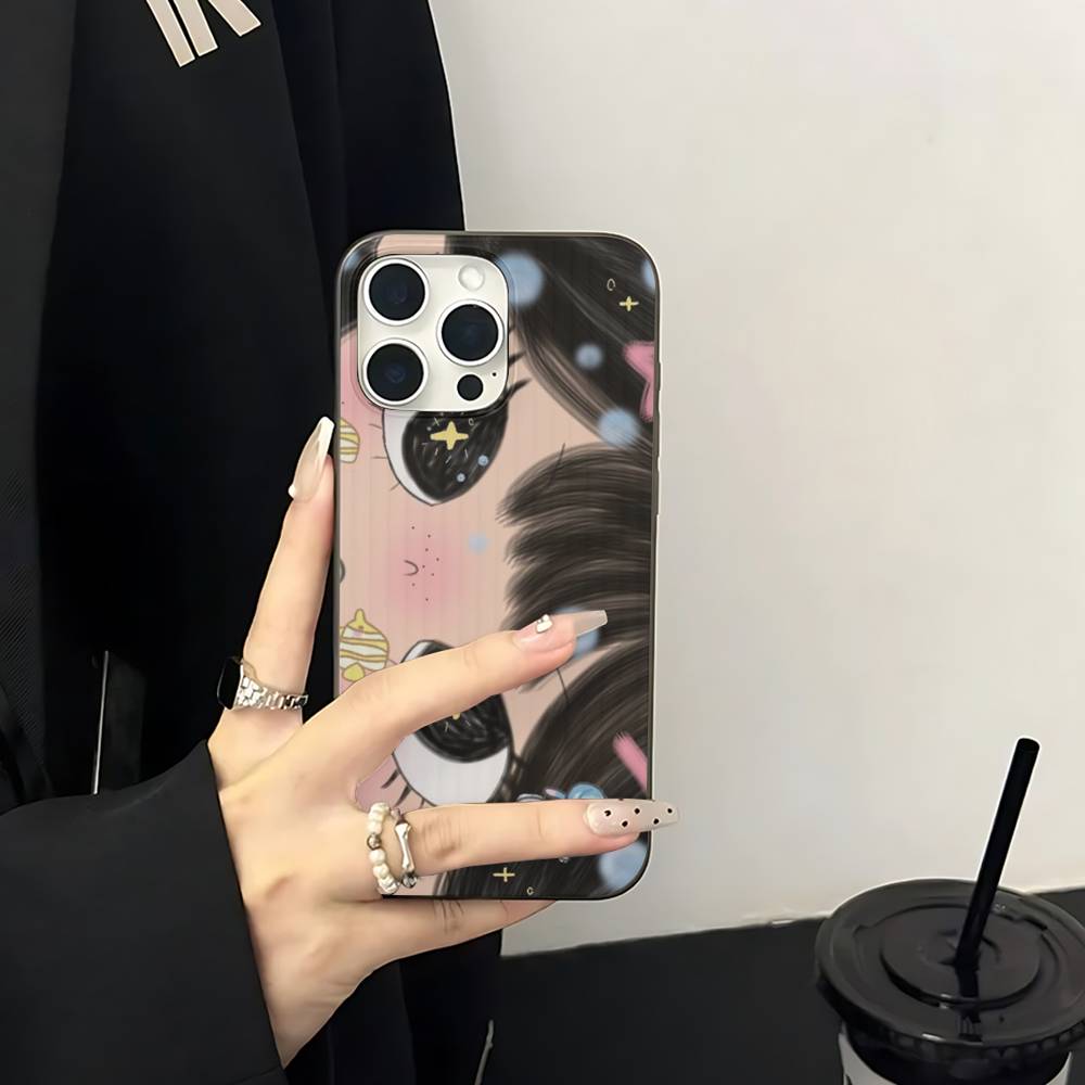 Чехол для телефона с большими глазами, девушка из комиксов, для IPhone 17 16 15 14 13 12 11 Pro Max Plus, гофрированный бампер, задняя крышка