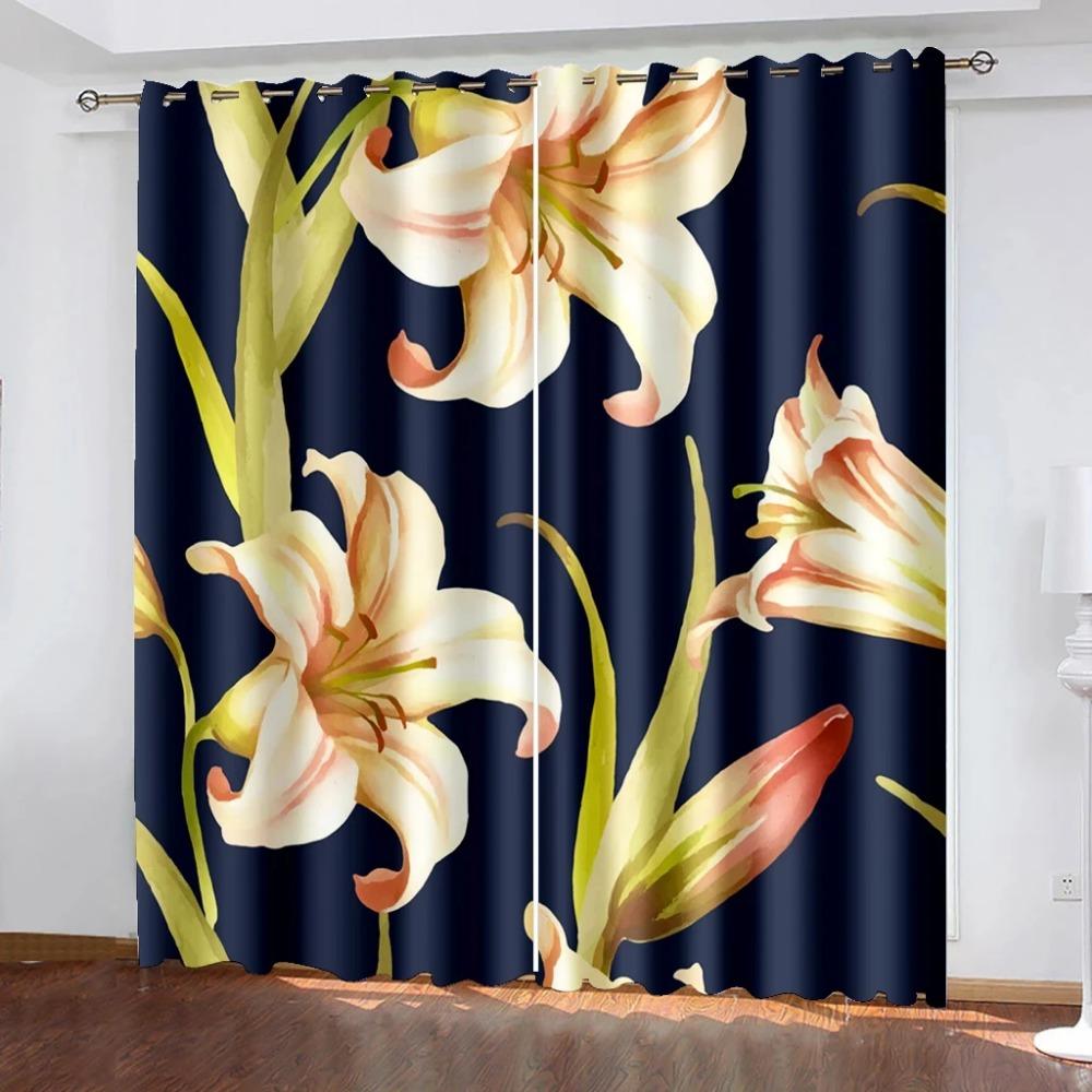 Цветочные лилии, цветник, розовые затемняющие шторы для спальни, гостиной, ванной, кухни, двери, высокое затемнение, новый узор