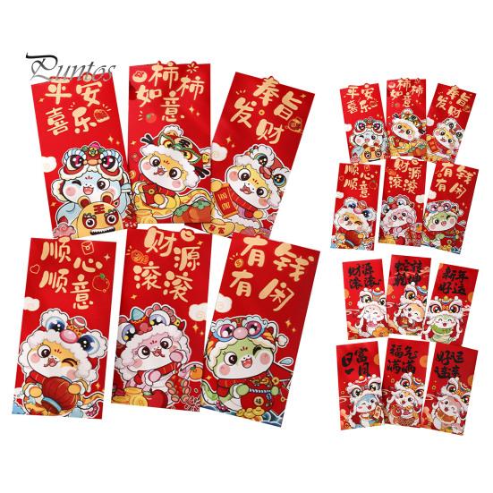 6 шт. Красные конверты «Год Змеи» 2025, китайский Новый год, сумка для счастливых денег, мультяшный знак зодиака Змея, красный карман для празднования весеннего фестиваля