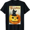Black Cat Halloween Vintage T-Shirt Novelty Tee Shirt