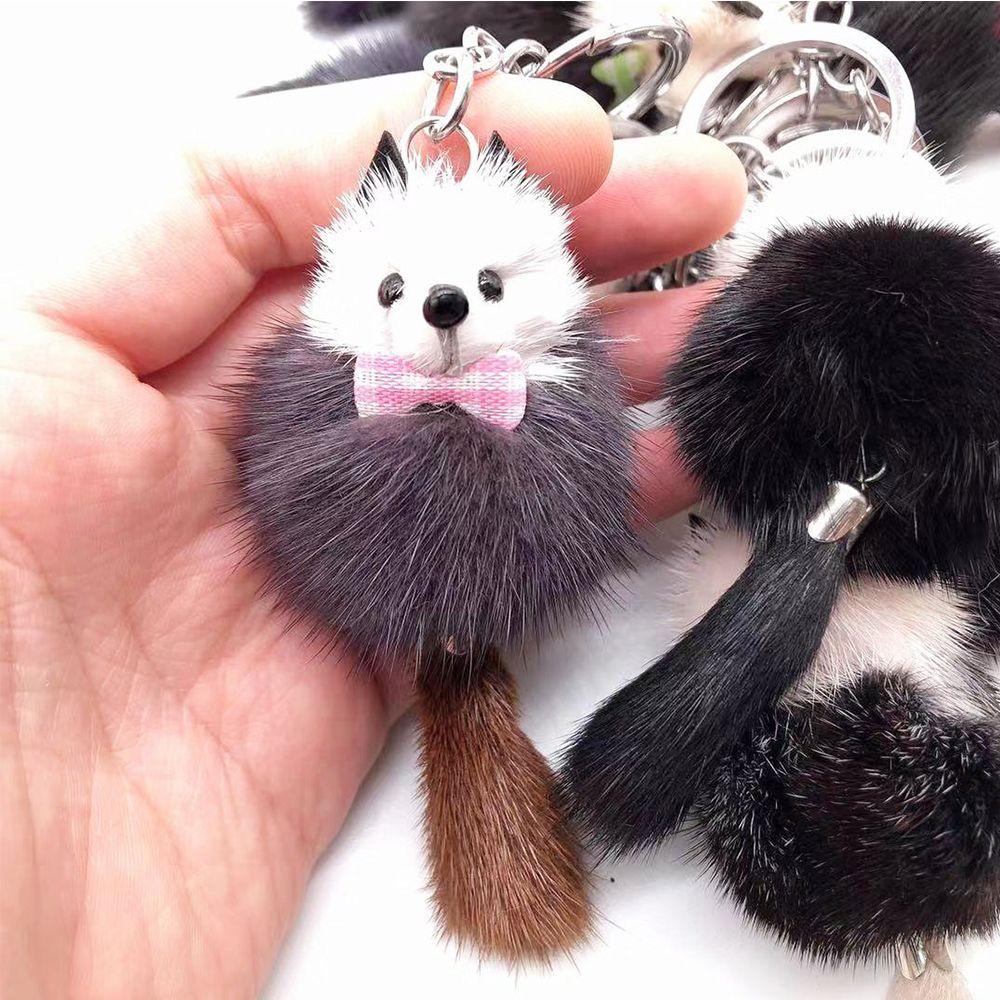 Charm Decor Fur Ball Pendant Car Keyring Backpack Keychain Key Chains Mink Fur Key Ring