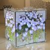 Flower Night Light Handmade DIY Tulips Cube Mirror Lamp Soft Glow Easy to Install Romantic Desktop Decoration Tulip