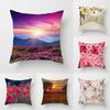 Flower Sunrise Sunset  Field Printed Pillow Cover Sofa Bed Head   Car Office Seat Cushion  Home Decoration