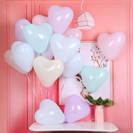 50Pcs Latex Balloons Inflatable Explosion-proof Versatile Decorative Reusable Scene Layout Candy Color Round Heart Balloons Happy Birthday Party
