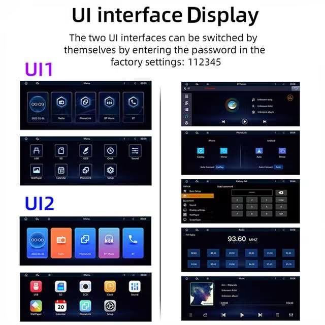 9,3-дюймовый портативный автомобильный радиоприемник CarPlay Android с сенсорным экраном мультимедийного видеоплеера с камерой заднего вида с дистанционным управлением