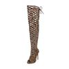 Eilyken Serpentine Peep Toe Hollow Out Over The Knee Boots Woman Sexy Lace-up Nightclub Party Thin High Heels Shoes