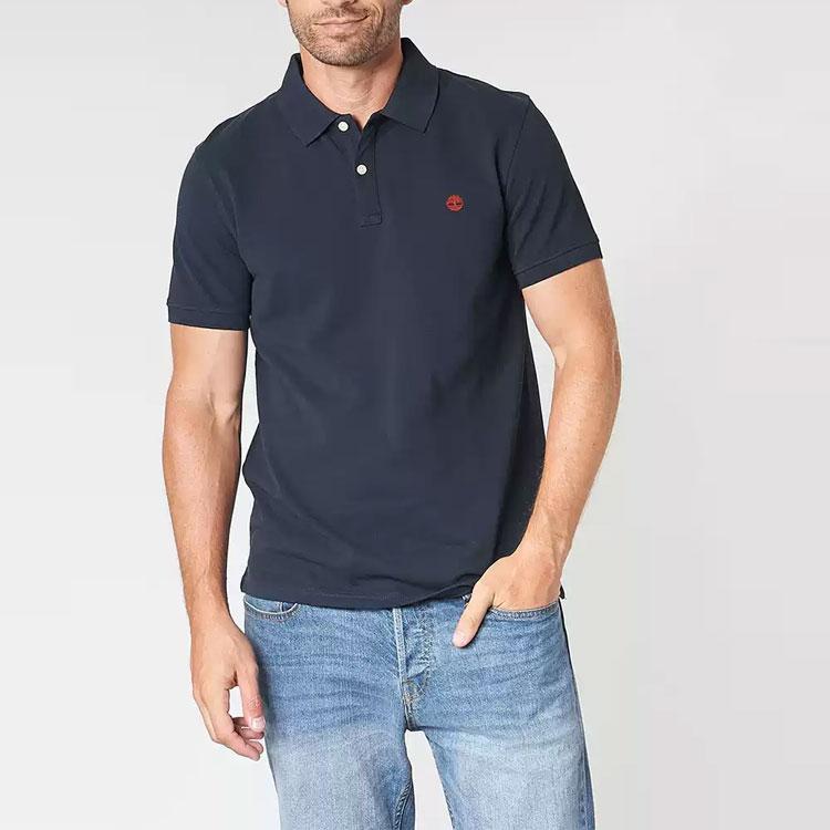 Timberland SS22 Outdoor Casual Solid Color Short Sleeve Polo Shirt Men tops Deep-Sapphire-Blue A62T5-433
