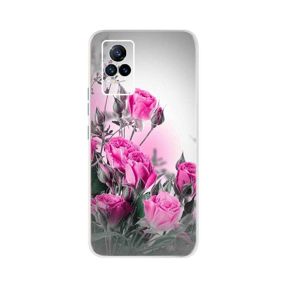 Чехол с разноцветными цветами для Vivo V21e Чехол V2061 Мягкий силикон Тонкие Fundas Чехлы для телефона для Vivo V21e V 21 e Задняя крышка Полный бампер