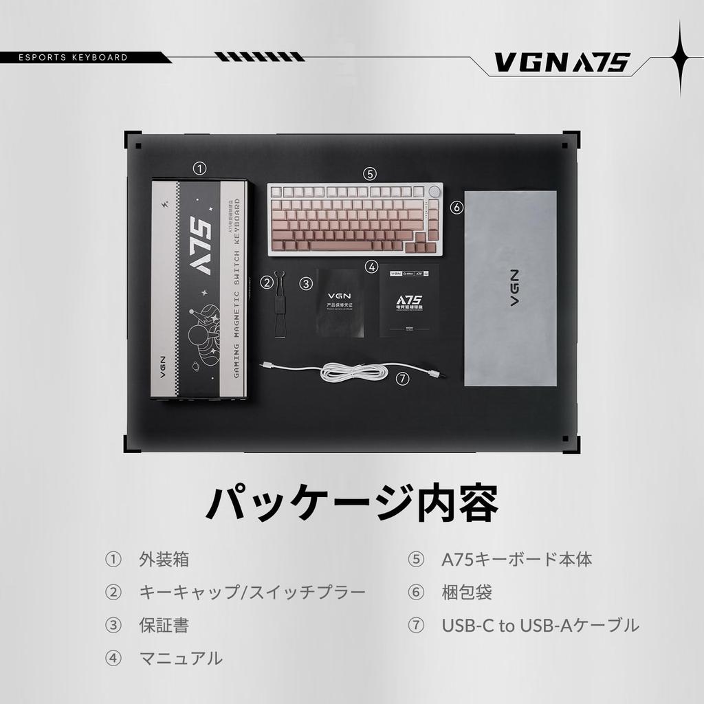 VGN A75 Магнитная Игровая Градиентная Клавиатура с Быстрым Срабатыванием, Английские PBT Кейкапы, Синяя, Совместимая, Точка 0.1мм-4.0мм, Раскладка, 75% Раскладка,