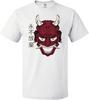 Unisexs Japanese Oni Demon Never Give Up Oriental Quote Unisex White TShirt
