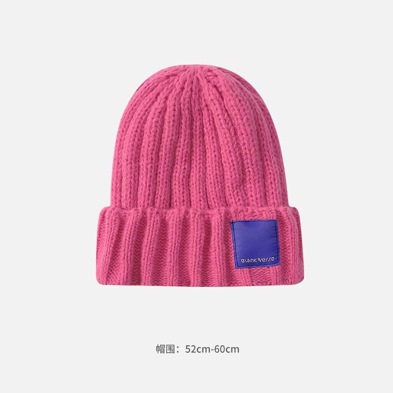 Womens Chunky Knit Beanie Hat Winter Warm Ear Protection Adjustable Acrylic Cap Solid Color Fashion Accessory