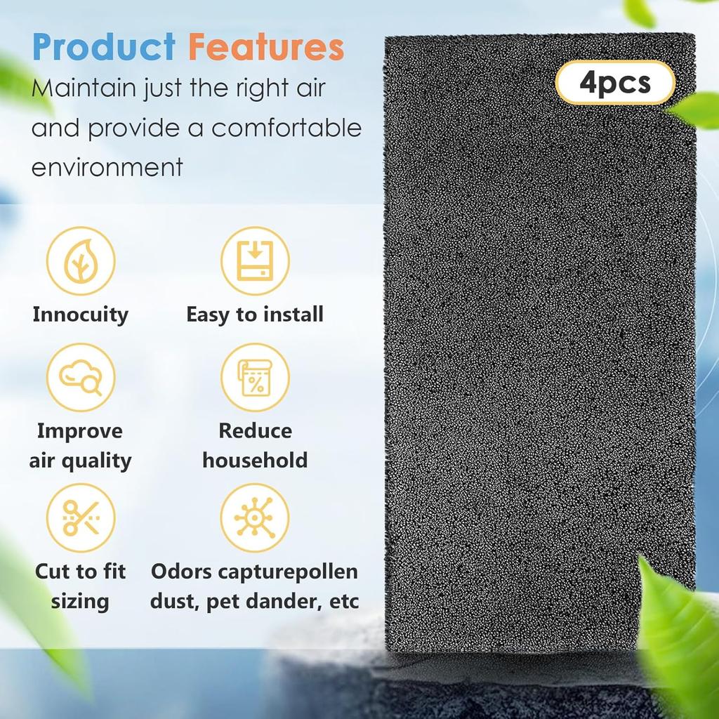 4Pack Replacement Filters for Whynter Portable Air Conditioners Compatible with ARC-14S, ARC-14SH, ARC-141BG and ARC-143MX, Activated Carbon Filters