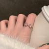 iF ME Zircon Silver Ring for Women Opening Sweet Pink Crystal Bow Heart Rings Accessories Jewelry