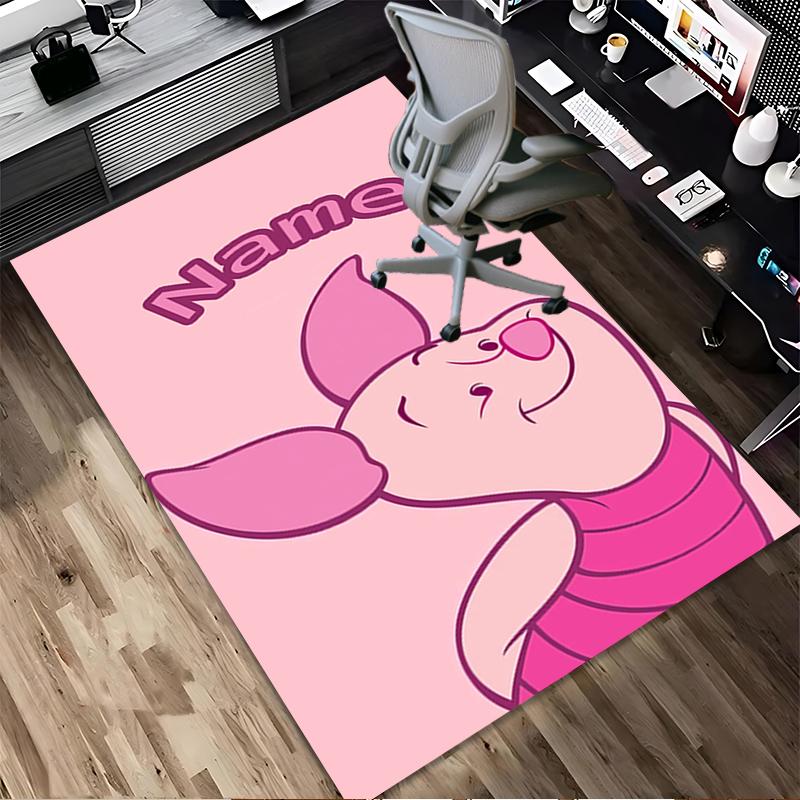 Custom Name Piglet Pink Living Room Non-Slip Area Rug Soft Carpet for Bedroom Kids Playroom Sofa Office Home Decor Doormat