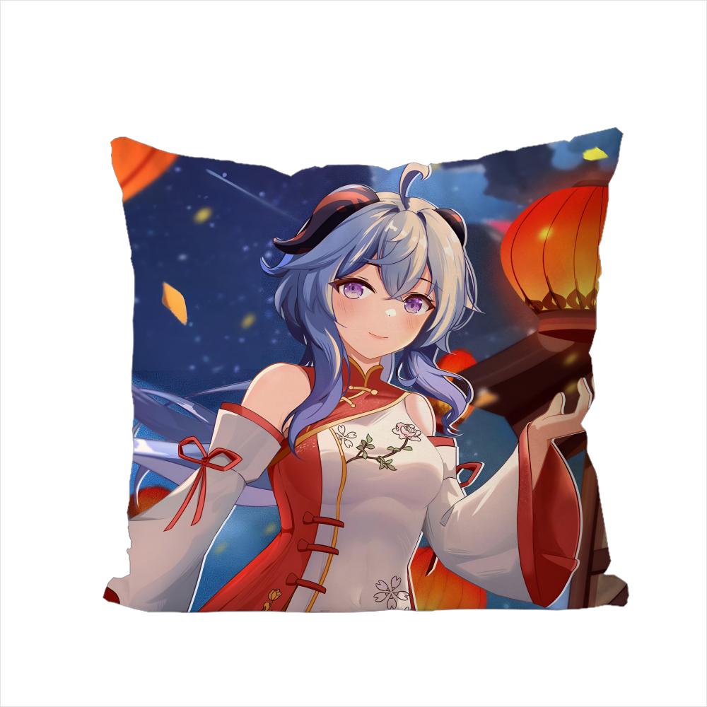 Ganyu Genshin Impact Pillow Case For Car Sofa Decorative Home Doublesided Print Plush Square Throw Pillow Cushion Cover