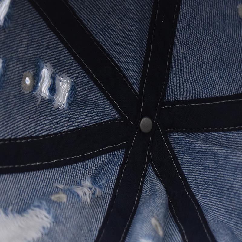 Outdoor Sun Shade Washed Denim Hat for Men Snapback Trucker Hats Women Worn Hole Baseball Cap