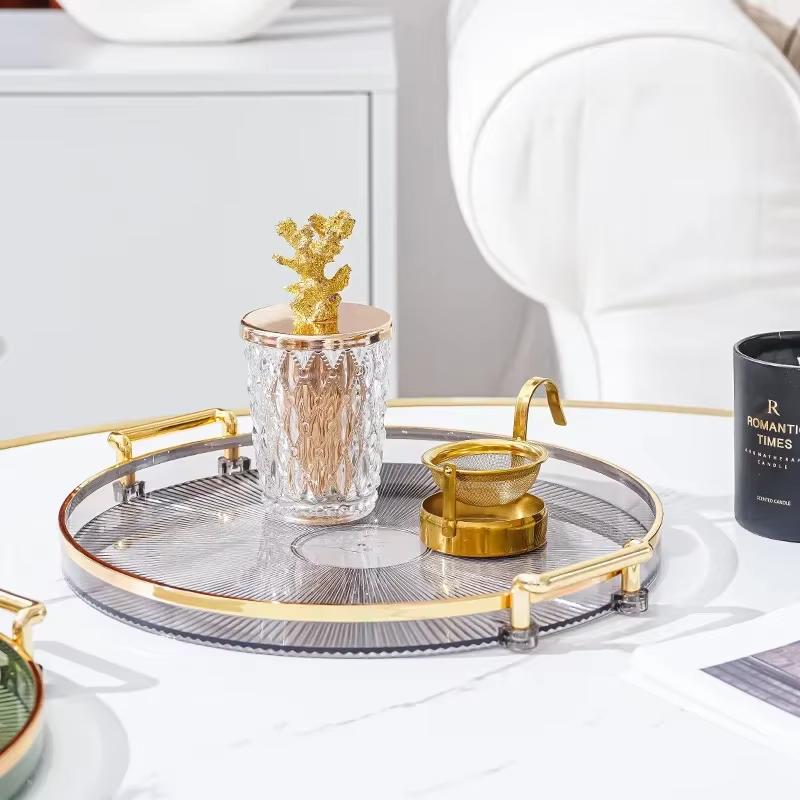 Круглый поднос для хранения дома, гостиной, журнального столика, тарелка для хранения чайной чашки, акриловый поднос, органайзер для ароматерапии, домашний декор