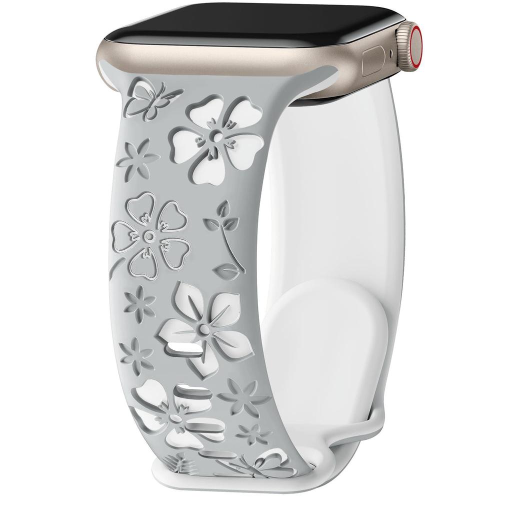 Floral Five-Petal Silicone Band for Apple Watch with 3D Laser Engraving